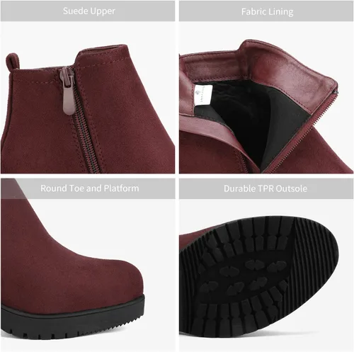 Vista 5 de DREAM PAIRS Women's Ankle Boots Chunky Heel Platform Fall Heeled Short Booties Shoes