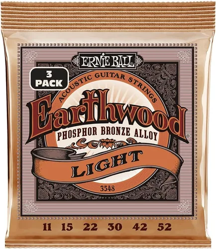 Vista 15 de Ernie Ball Earthwood P03543 - Cuerdas para guitarra acústica personalizadas de bronce fosforoso medio, paquete de 3, calibre 12.5-56