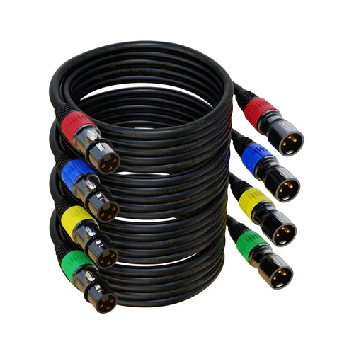 Vista 9 de 25 pies de cable de micrófono XLR 2Pack - 3 pines macho a hembra bañados en oro, compatible con micrófonos, sistemas de altavoces, iluminación