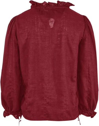 Vista 4 de Meikulo Camisas Henley pirata para niños, disfraces de Halloween, medievales, renacentistas, con cordones, para niños de 5 a 14 años