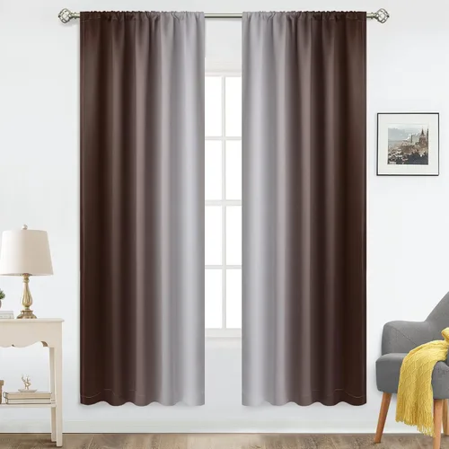 Vista 16 de COSVIYA Cortinas degradadas con dobladillo para cortinero, cortinas de oscurecimiento de habitación de 63 pulgadas de largo, cortinas degradadas