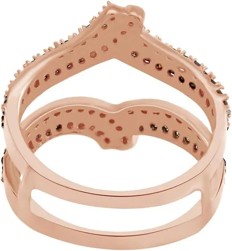Vista 3 de Anillo de compromiso Jewel Zone US marrón y blanco con diamantes naturales para reforzar el anillo de oro sólido de 14 quilates (0,63 quilates)