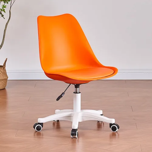 Vista 9 de Silla de escritorio transparente, silla de oficina de acrílico sin brazos con ruedas, giratoria de 360° y silla de tocador de altura ajustable