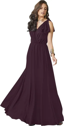 Vista 21 de KOH KOH Vestido largo maxi para mujer 2025 con cuello en V, sin mangas, con volantes, para dama de honor, baile de graduación Negro