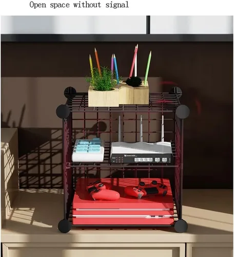 Vista 6 de Soporte flotante para estante enrutador, estante inalámbrico para módem WiFi, estante de almacenamiento para almacenamiento doméstico para objetos