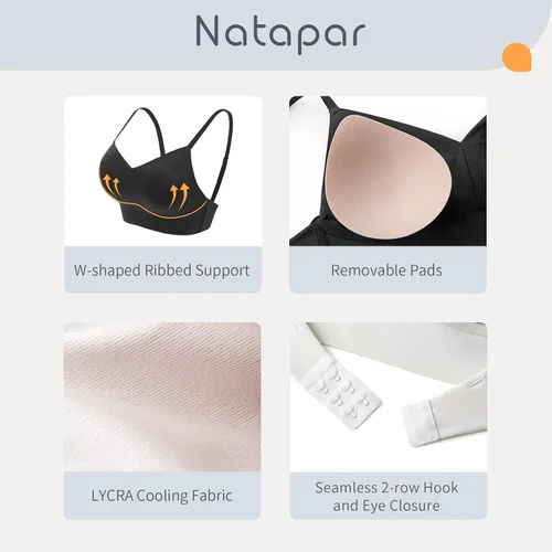 Vista 6 de Women Low Back Bras, Sexy Backless Wireless Bralette Seamless Multiway Bra with Padded Removable