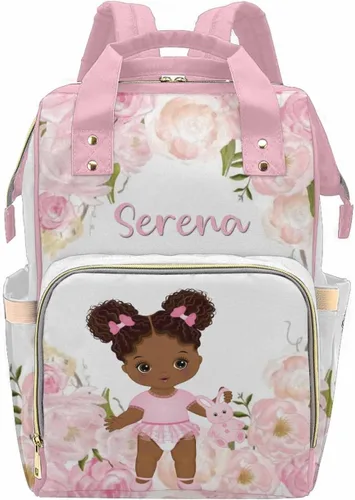 Vista 37 de Newcos Bolsa de pañales personalizada con estampado de corona con nombre personalizado de África negra para mujer, bolsa de pañales de viaje casual