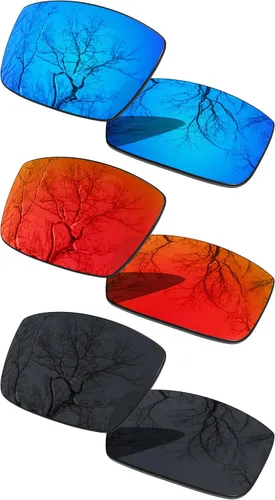 Vista 18 de 3 Pair Polarized Replacement Lenses for Oakley Gascan OO9014 Pack Cromo negro y plateado y oro de 24 quilates