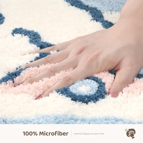 Vista 5 de Molesun Tapete de baño de conejo, extra suave y absorbente, lindo, lavable a máquina, tapete antideslizante de animales para bañera, ducha y baño