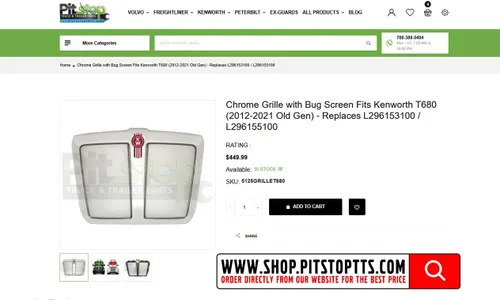 Vista 3 de Rejilla cromada compatible con Kenworth T680 Old Gen 2012-2022