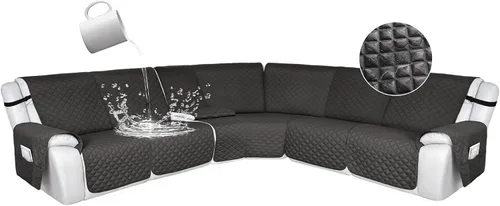 Vista 166 de HDCAXKJ Fundas de sofá seccional reclinable 100% impermeable, forma de L, funda de sofá reclinable lavable acolchada suave para mascotas, perro