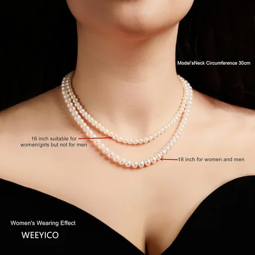 Vista 6 de WEEYICO Collares de perlas blancas para mujer, gargantilla de perlas para hombre, collares de perlas cultivadas en agua dulce, grado AAA