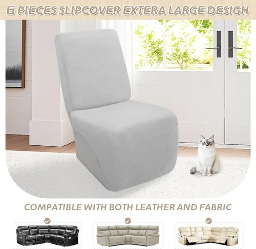 Vista 222 de Arfntevss Fundas de sofá seccional reclinable de terciopelo, Funda de sofá seccional de esquina para sofá reclinable, Funda elástica suave