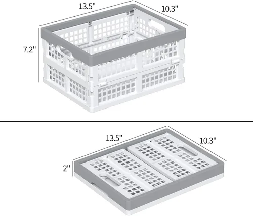 Vista 2 de Cajas plegables de plástico de 15 litros, cesta de almacenamiento plegable, paquete de 4