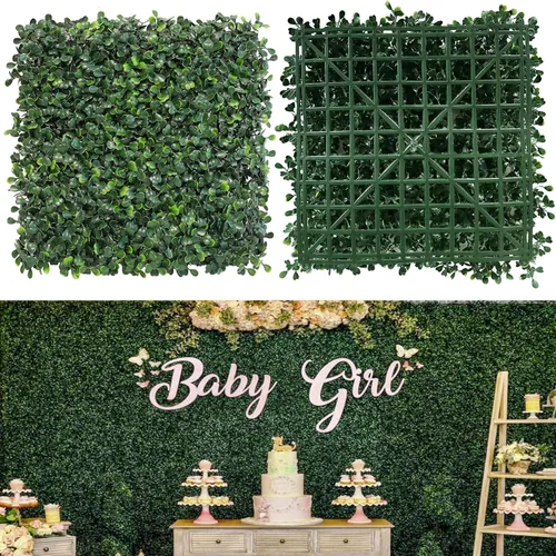 Vista 8 de NETAP Paneles de Pared de Césped, 10" x 10" (10 piezas) Pared Verde Artificial de Boj Falso de 4 Capas para Interiores, Fondo de Fiesta de Jardín