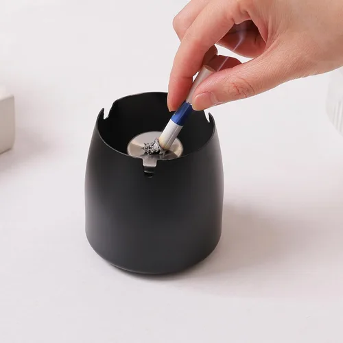 Vista 7 de Cenicero pequeño para exteriores con tapa para cigarrillos, cenicero de acero inoxidable sin humo, ceniceros a prueba de olores y viento para patio