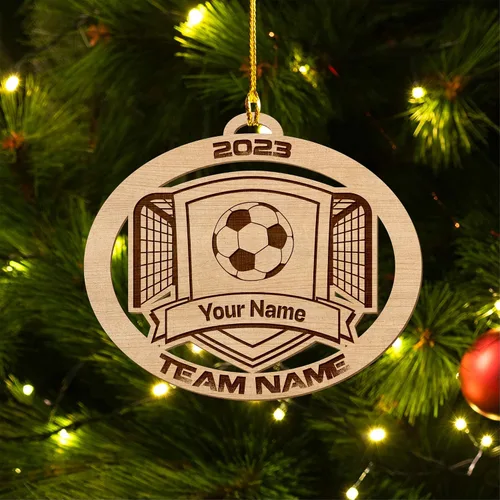 Vista 14 de Adorno plano de Navidad personalizado 2024, adorno de fútbol para niños, decoración de árbol de Navidad, regalos para jugadores de fútbol