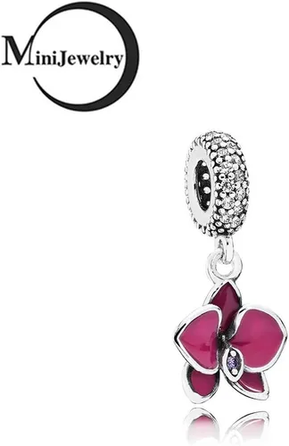 Vista 2 de MiniJewelry Dije colgante de flores rojas para mujeres, collares, dijes, orquídeas, regalo para hermana, familia, hija, Navidad, cumpleaños, floral
