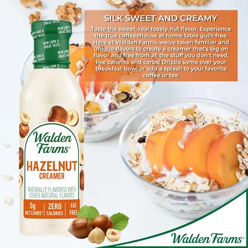 Vista 8 de Walden Farms Crema para Café de Avellana – Cero Calorías, Sin Grasa, Sin Azúcar, Baja en Carbohidratos, Apta para Keto, Sin Lácteos, Vegana