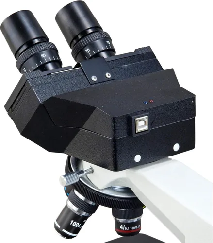 Vista 3 de OMAX 40X-2000X Binoculares LED biológicos de laboratorio digital, con cámara digital USB incorporada de 3.0 MP y nivel mecánico de doble capa