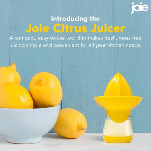 Vista 4 de Joie Citrus exprimidor Squeeze and Pour, exprimidor con boquilla, sin BPA y aprobado por la FDA ABS, Amarillo