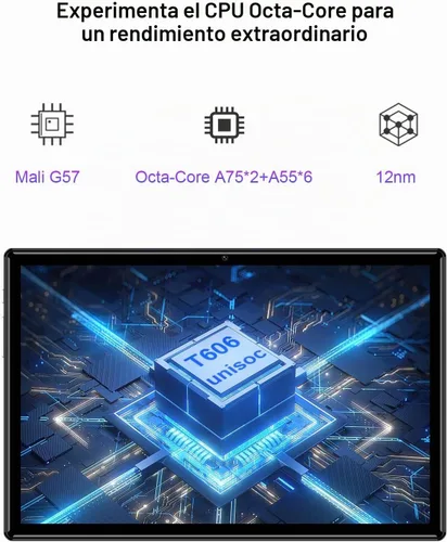 Vista 3 de Tableta Android de 10 pulgadas, Octa-Core Android 13 desbloqueada con ranura para tarjeta SIM, 128 GB ROM+6 GB RAM, cámara de 5 MP+13MP/5G WIFI