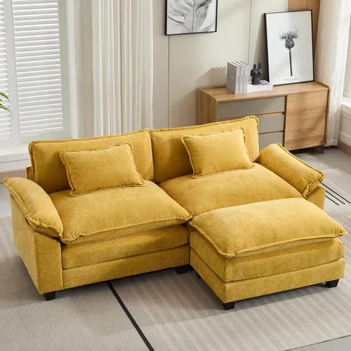 Vista 71 de Oprisen Sofá Seccional Modular, Cómodo Cloud Couch Sofá Seccional, Sofá Cama de Chenilla con Asiento Profundo con Almohadas Decorativas para Sala