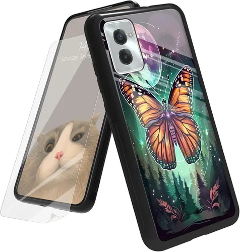 Vista 18 de Funda para Motorola Moto G Play 4G 2024 con protector de pantalla, parte trasera de vidrio templado + funda de silicona suave TPU absorción