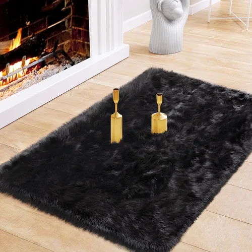 Vista 57 de Ciicool Alfombras de Piel de Oveja Sintética Suaves Alfombra de Piel Sintética Suave Beige Alfombra Esponjosa Funda para Silla y Sofá Alfombra