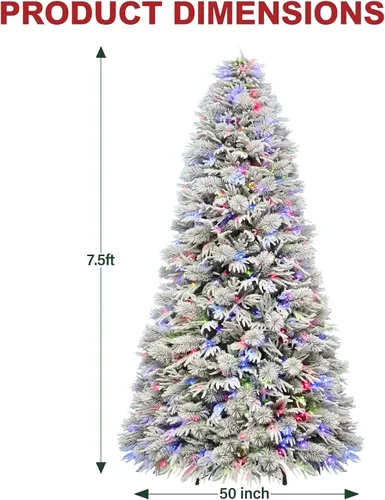 Vista 7 de Hykolity Árbol de Navidad de sauce preiluminado de 7.5 pies, 5490 puntas Sauce flocado