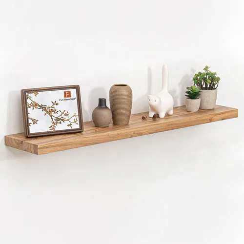 Vista 28 de Estantes flotantes para decoración de pared, estantes rústicos de madera recuperada de 24 x 8 pulgadas, estantes de montaje en pared resistentes