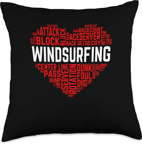 Vista 4 de Heart Pattern Boardsailing Games Quotes Love Heart Windsurf Sports Sayings Throw Pillow, 16x16, Multicolor