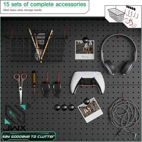 Vista 8 de JWX DDB - Estantería de pie para juegos, 30 pulgadas, gabinete de tablero de clavijas con tablero de clavijas de metal para oficina en casa y 15