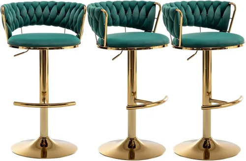 Vista 18 de Canxkun Gold - Juego de 2 taburetes de bar, sillas de bar de altura de mostrador con respaldo bajo, taburetes de bar de altura ajustable de Beige