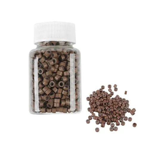 Vista 5 de 500 anillos de silicona con microeslabones de 0.197 in para extensiones de cabello, herramientas de microenlaces de aluminio para extensiones