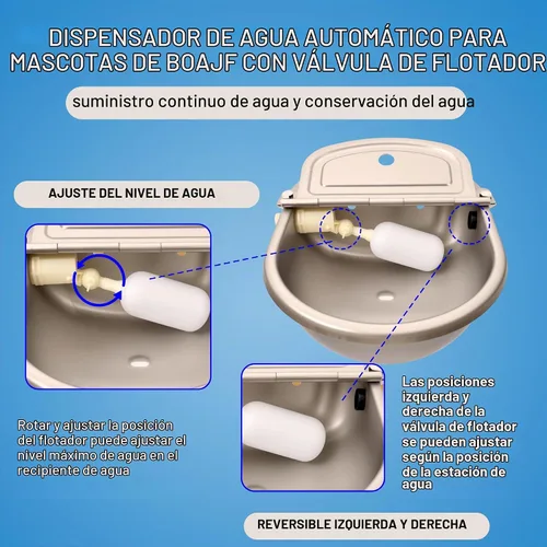 Vista 3 de Dispensador automático de agua para perros con orificio de drenaje y válvula de drenaje, cuenco de agua automático para perros de acero inoxidable