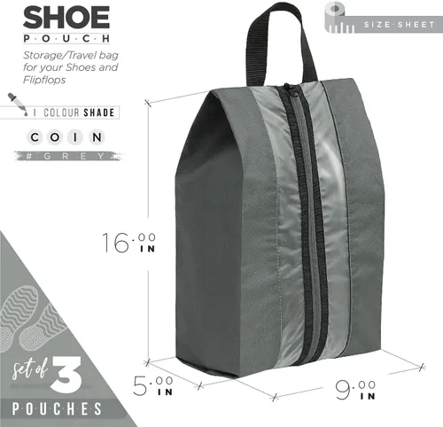 Vista 2 de FATMUG Organizador de viaje para zapatos, almacenamiento de embalaje y calzado para hombres y mujeres, juego de 3, color gris