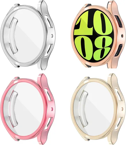 Vista 19 de (Paquete de 4) Funda Protectora de Pantalla Compatible para Samsung Galaxy Watch 6 de 40 mm (Versión 2023) Funda de Silicona Protectora Completa