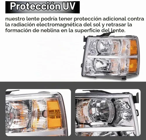 Vista 9 de G-PLUS Conjunto de faros, compatible con Chevy Silverado 2007 2008 2009 2010 2011 2012 2013 2014 Chevy Silverado parachoques faro, lente Cromo