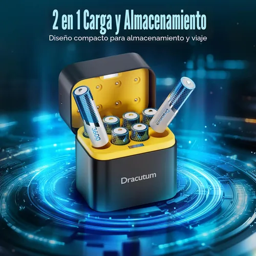 Vista 6 de Baterías de litio AA recargables con cargador 8 unidades 3600mWh