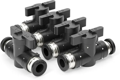 Vista 15 de TAILONZ PNEUMATIC BVU-1/2 OD Válvula de bola de control de flujo de aire Válvula de empuje para conectar accesorio (paquete de 1)