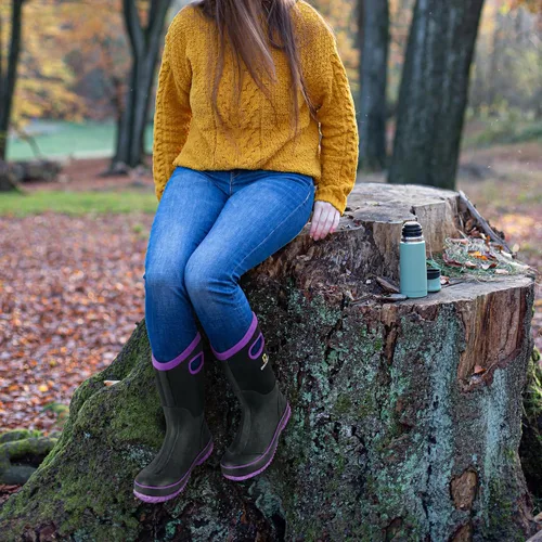 Vista 7 de D DRYCODE Rubber Boots for Women, Rain Boots with Warm Neoprene, Waterproof Mid Calf Mud Insulated Work Boots for Womens Gardening, Farming