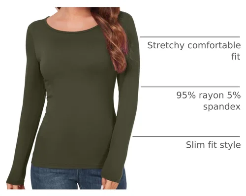 Vista 4 de AUHEGN - Camiseta de manga larga para mujer, cuello en halter, ajuste slim, blusa térmica de capas básicas Verde militar