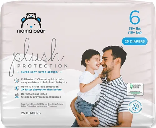 Vista 9 de Marca Amazon – Mama Bear - Pañales de protección de felpa, talla 1, suministro para un mes, pañales desechables para bebé, hipoalergénicos de alta