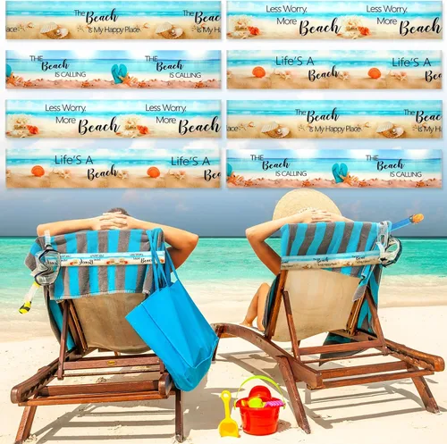 Vista 24 de Boao 4 paquetes de bandas de toalla para silla de playa, esenciales para piscina y crucero, elásticas y resistentes al viento, clips para toallas