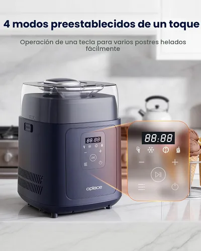 Vista 4 de Compresor 4 en 1 para hacer helados (1.0 cuartos de galón), sin precongelación, máquina automática de yogur, máquina de servir yogur congelado