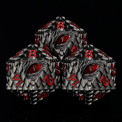 Vista 9 de 1 dado de metal D20 DND – Dados poliédricos gigantes metálicos de 20 caras, dados grandes de 1.378 in de ojo de dragón para juego de mesa