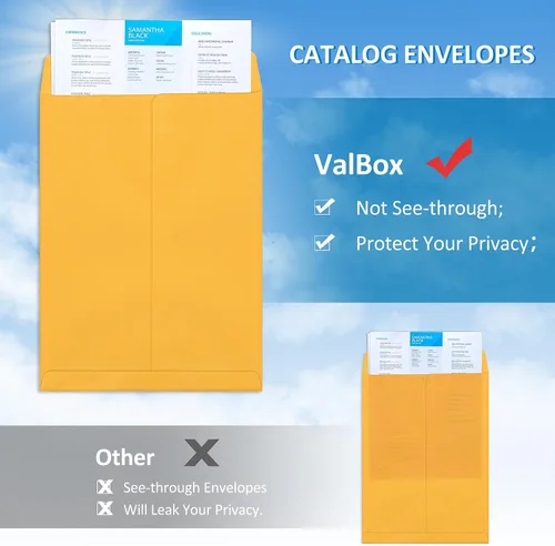 Vista 5 de ValBox Sobres de catálogo autoadhesivos de 10 x 13 pulgadas, 150 paquetes de sobres grandes de papel kraft marrón con solapa para despegar y sellar