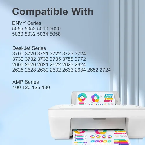 Vista 2 de TEINO Cartucho de tinta remanufacturado de repuesto para HP Ink 65 65XL Cartucho de tinta negro para impresoras HP Envy 5055 5052 5058 DeskJet 3755