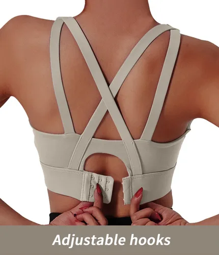 Vista 4 de Brasier deportivo para mujer, brasier de entrenamiento cruzado de alto impacto, brasier de alto soporte para yoga, fitness y correr
